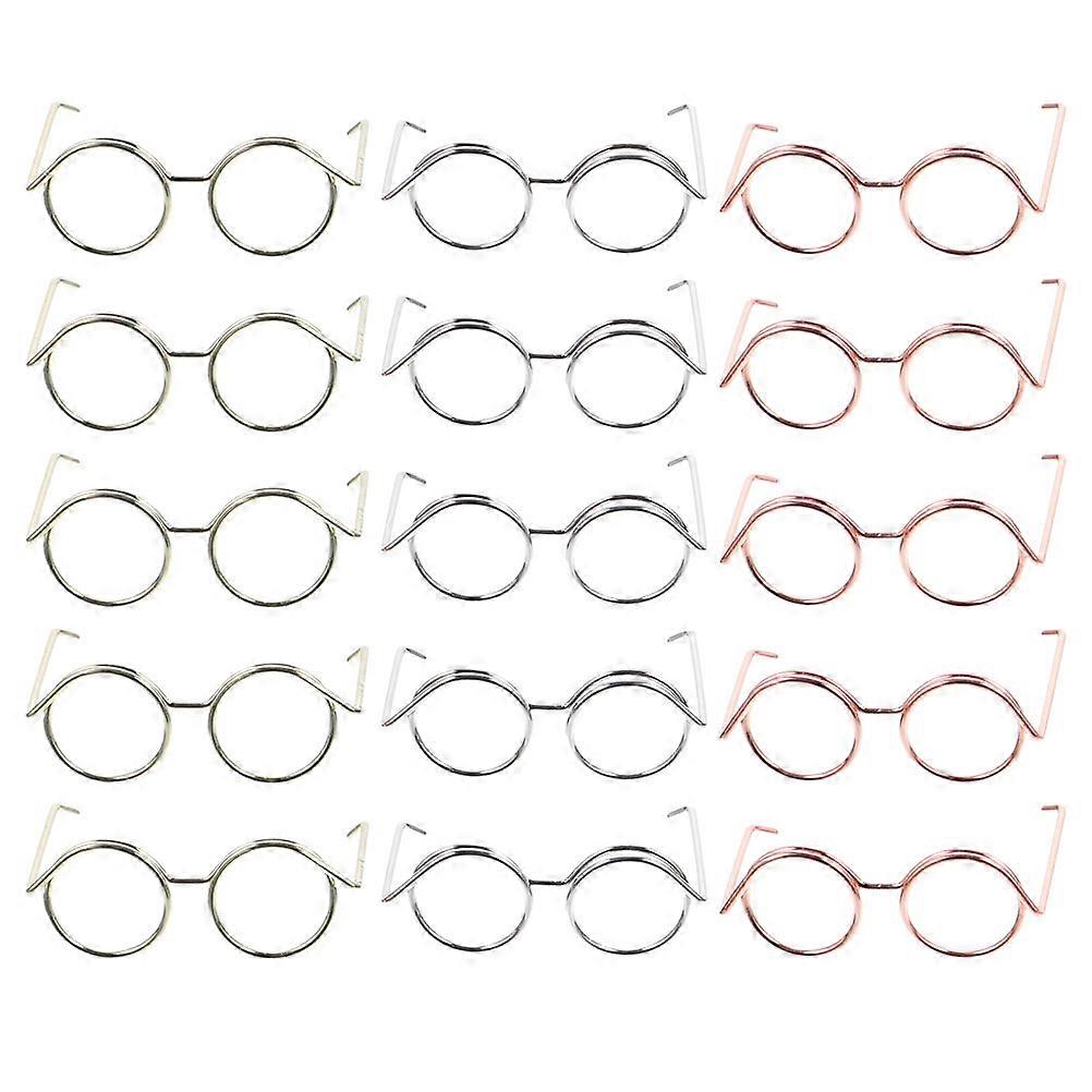 15pcs Doll Eyewear Set Lensless Glasses Frames for Doll Dress Up, Includes Rose Gold, Fun Accessories for Miniature Dolls & Creative DIY Projects