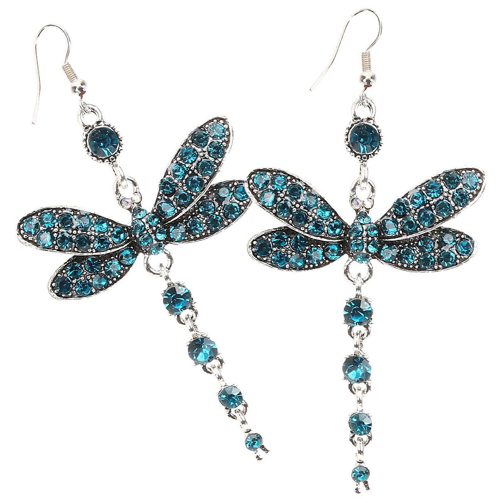 Here's a polished and professional product description based on your input:

 

**1 Pair Dragonfly Dangle Earrings for Women – Bling Rhinestone