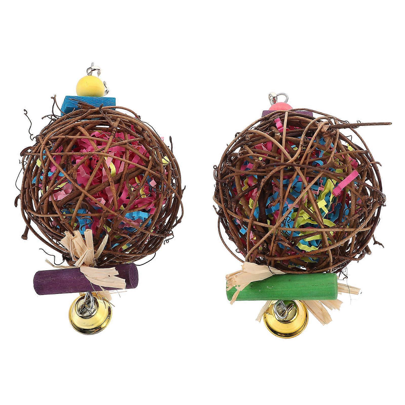 Parrot Chew Toy Made from Plant Fiber for Pet Use Creative Hanging Plaything 2pcs