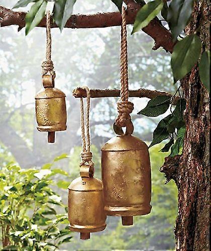 Set Of 3 Hanging Harmony Bells Garden Rustic Relaxing Tranquil Wind Chimes