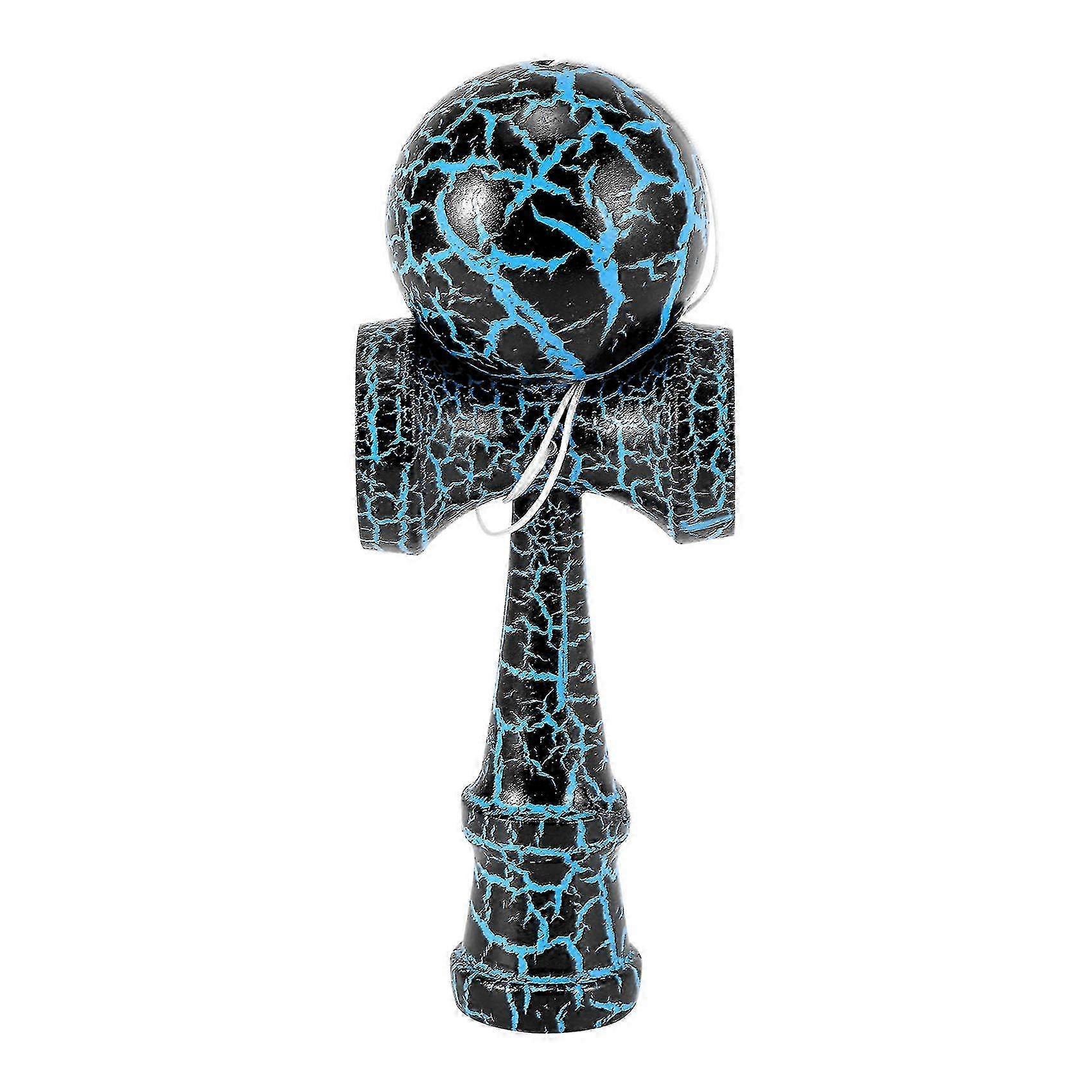 Ξύλινο παιχνίδι Kendama για παιδιά &; ενήλικες - Υπαίθριο αθλητικό παιχνίδι με πολύχρωμο σχέδιο ξύλου οξιάς σε μαύρο και μπλε χρώμα