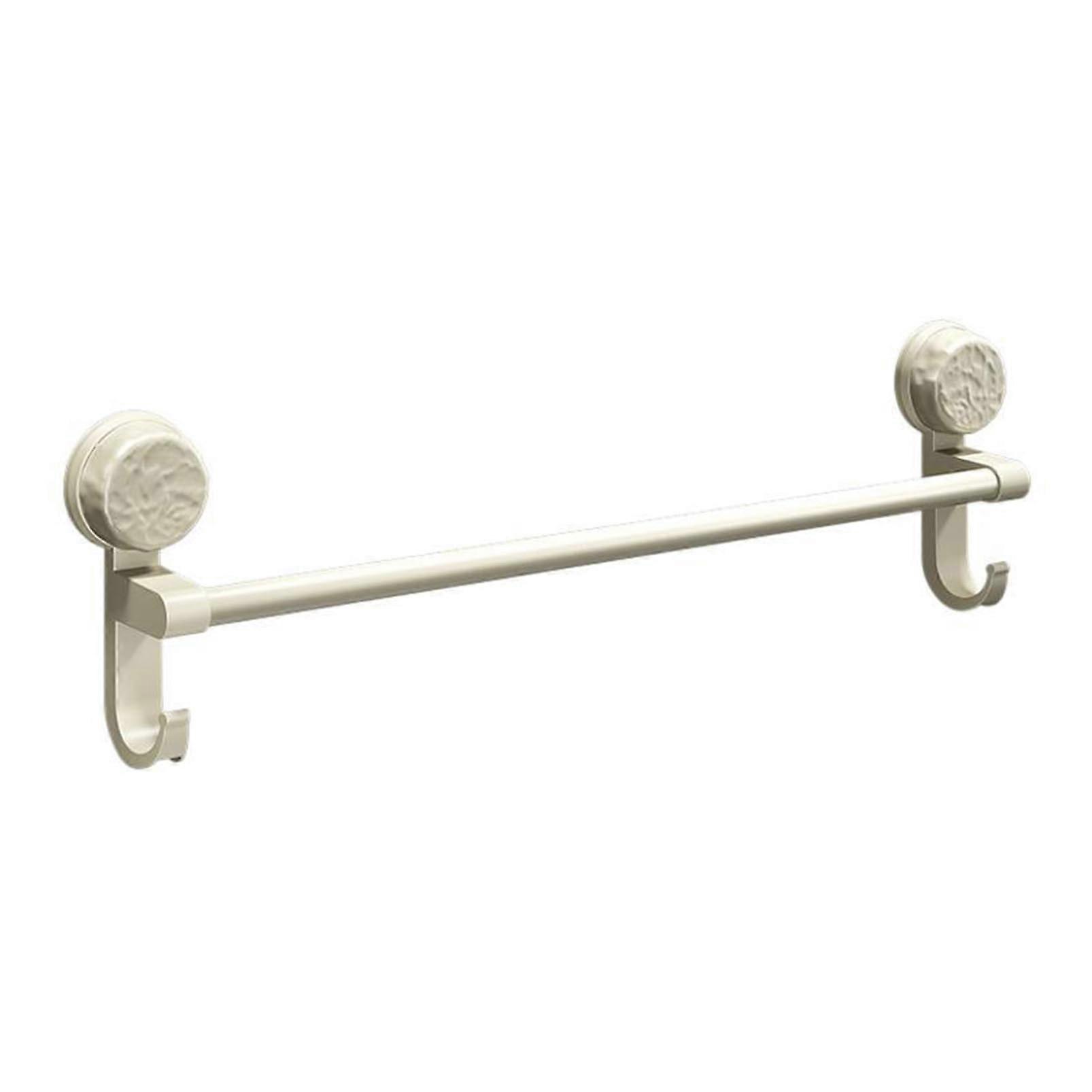 Towel Rack Without Drilling 40cm, Suction Cup Wall Mount Towel Rack for Bathroom Kitchen Toilet with 2 Removable Hooks