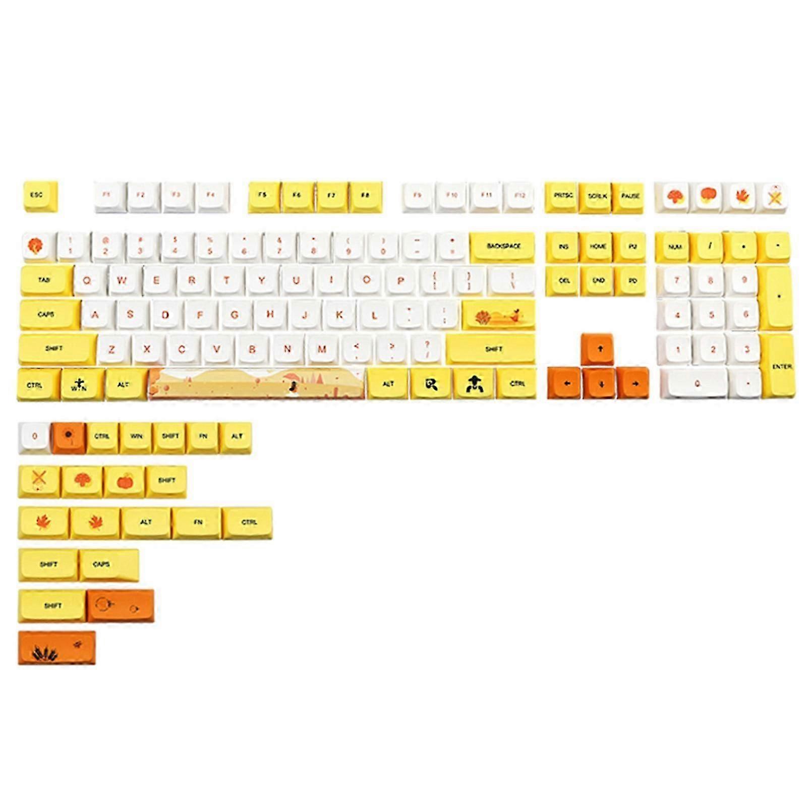 129 Keys PBT Keycap XDA Profile Keycap Complete Set Autumn Rhyme Dye Sublimation