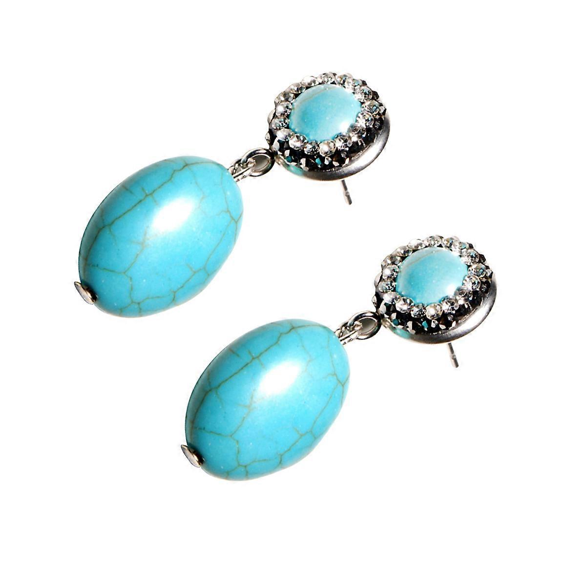 Classic Egg Shape Earrings with Imitation Kallaite, Designed for Durability and Style