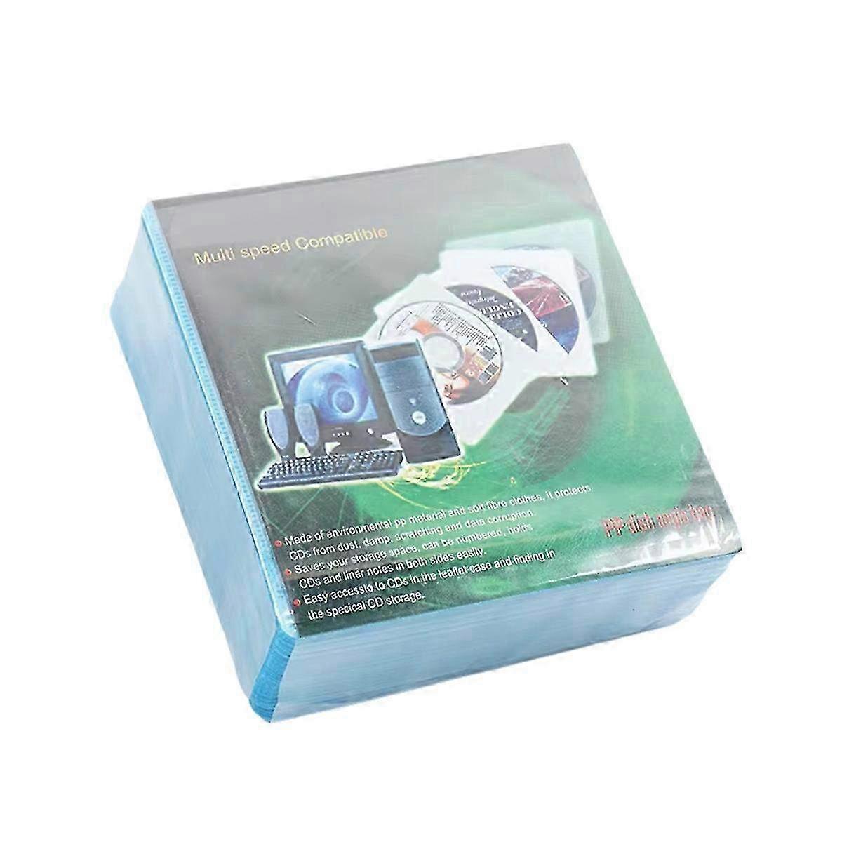 100 Pcs Dual-Sided CD/DVD Collection Set with Scratch-Resistant Blue Cases - Perfect for Media Organization & Storage