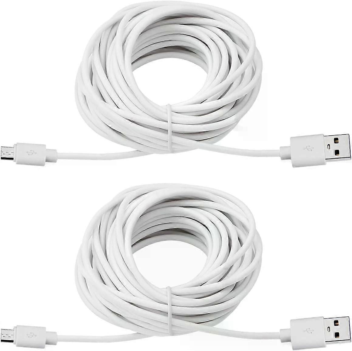 USB to Micro USB Extension Power Cable, 2-Pack 25Ft Compatible for Security Cameras