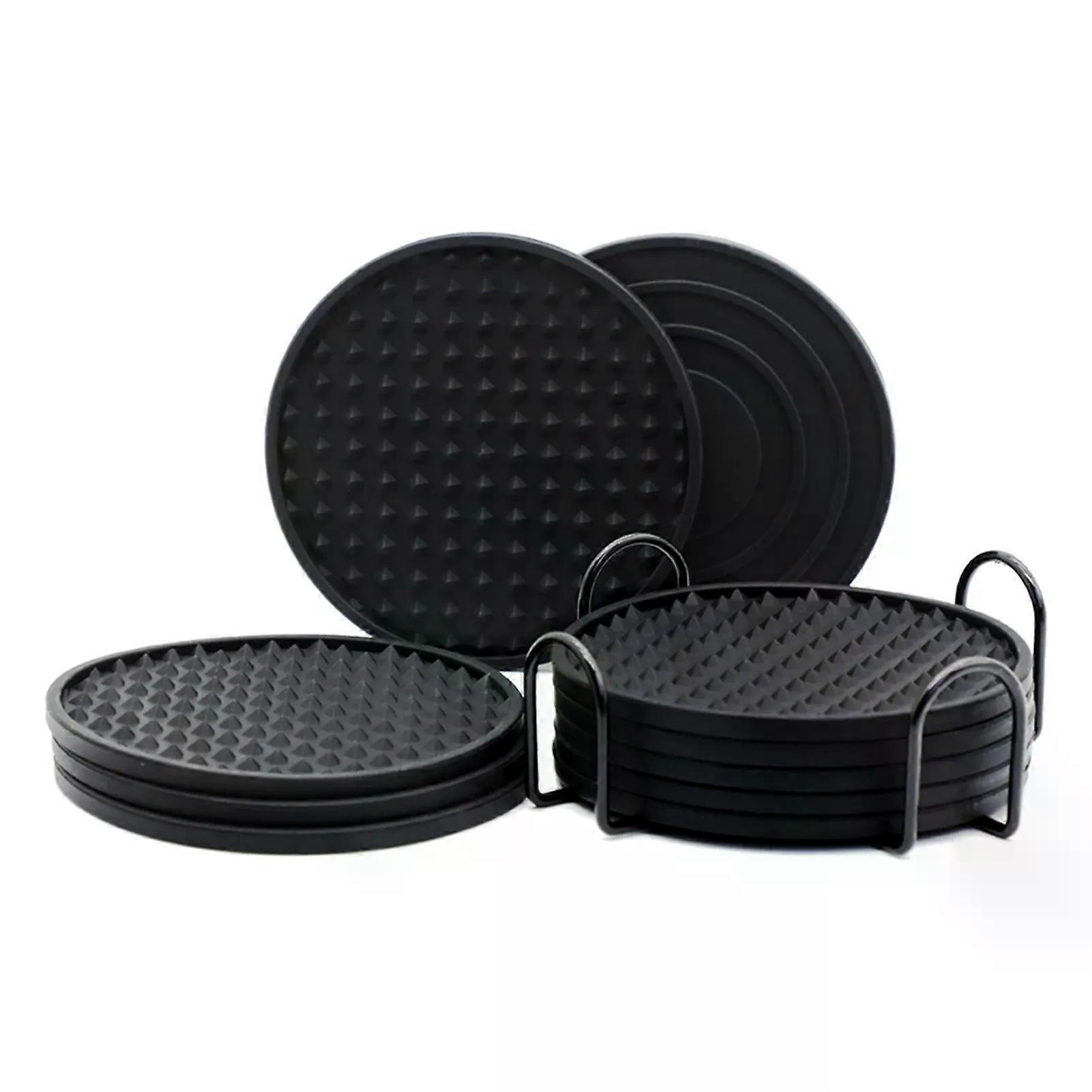 Silicone coasters under glasses set of 8 with handle silicone coasters under glasses protective top for any table table glass stone