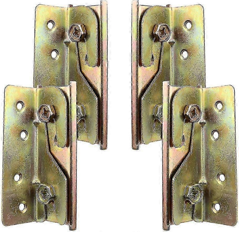Set Of 4 Heavy Duty Rust Resistant Mortiseless Bed Rail Mounting Brackets With Screws