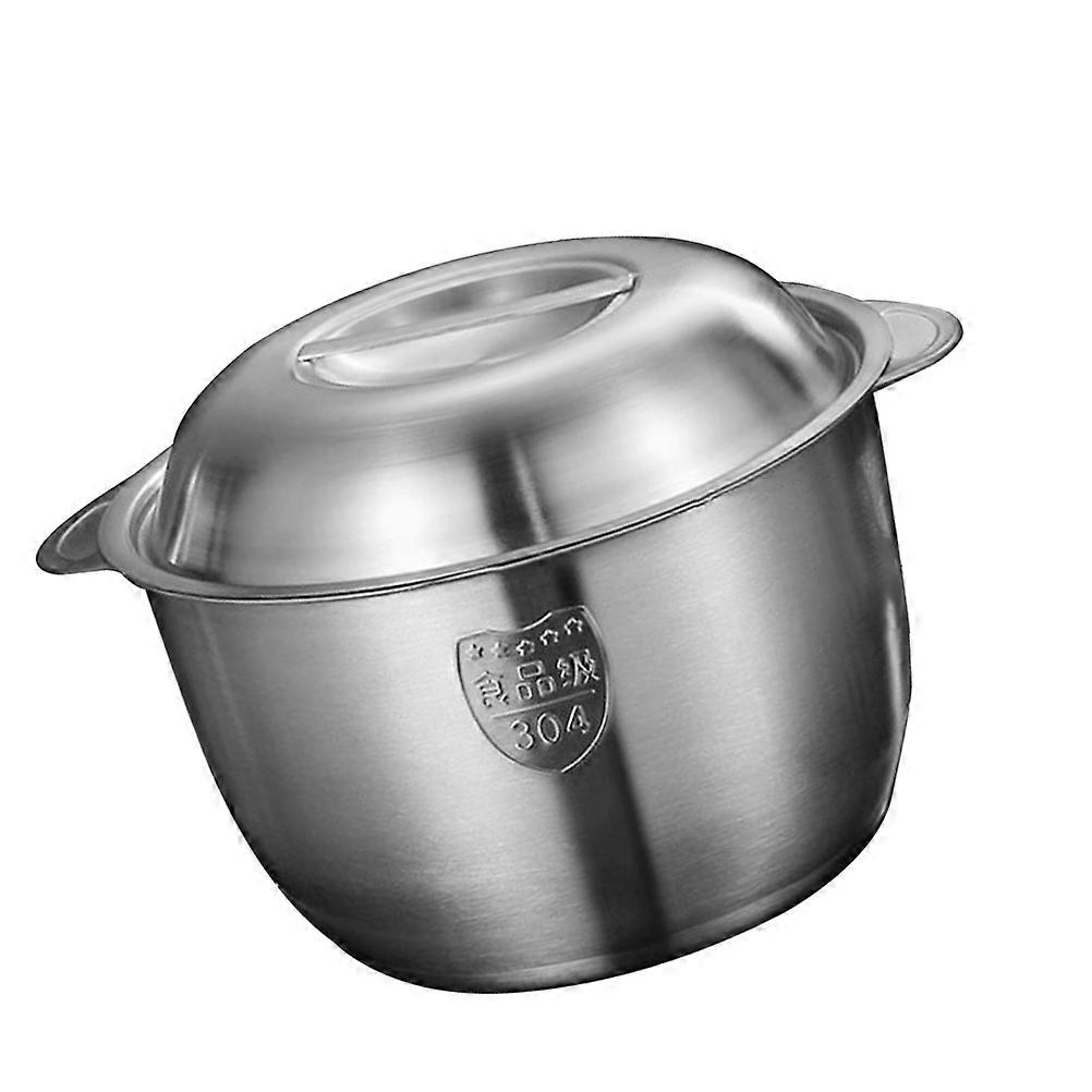 304 Stainless Steel Food Container Soup Basin Kitchen Tableware Large Size Round Design Anti-scald Handles 1Pc