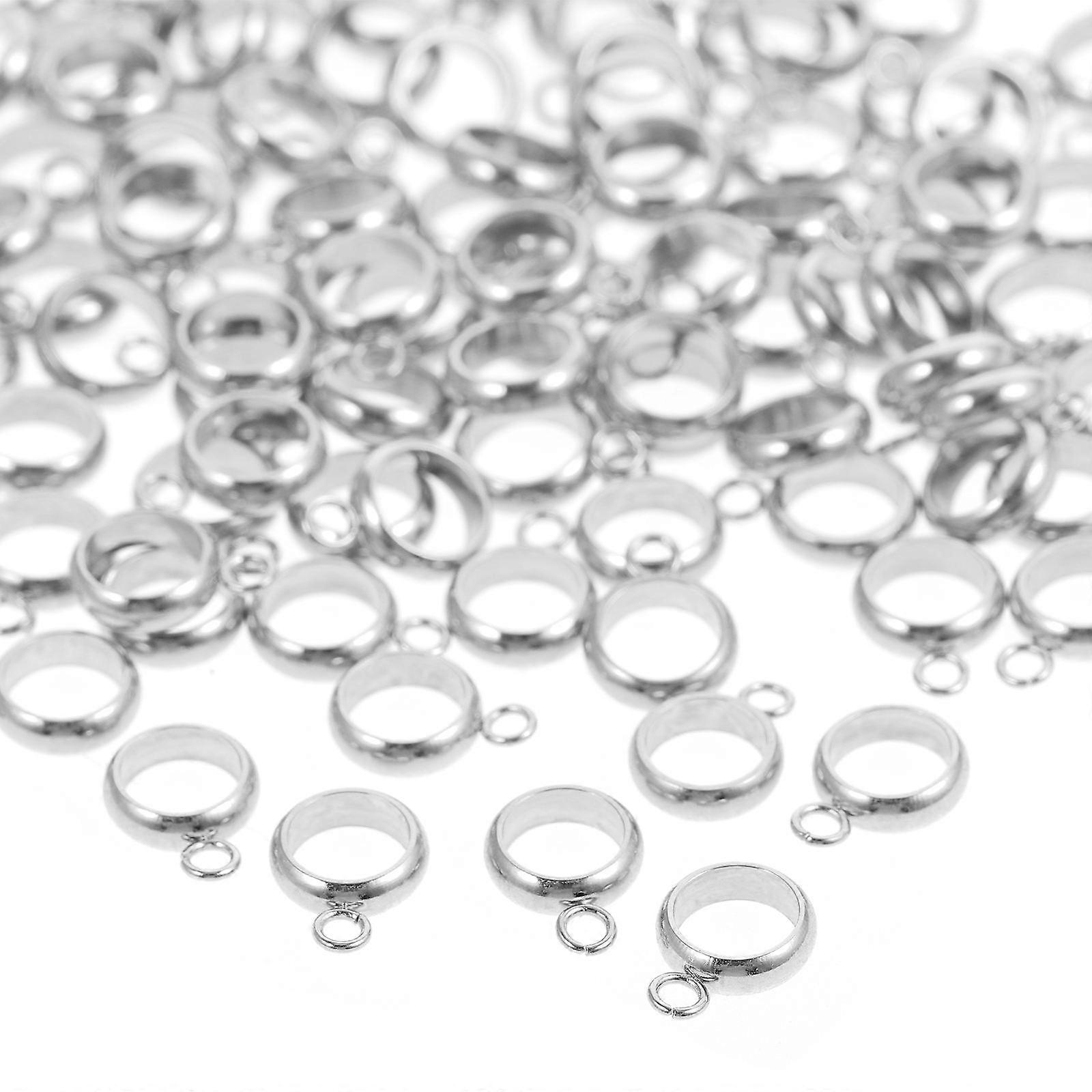 Stainless Steel Bail Beads for Jewelry Making 100Pcs Loose Spacer Beads with