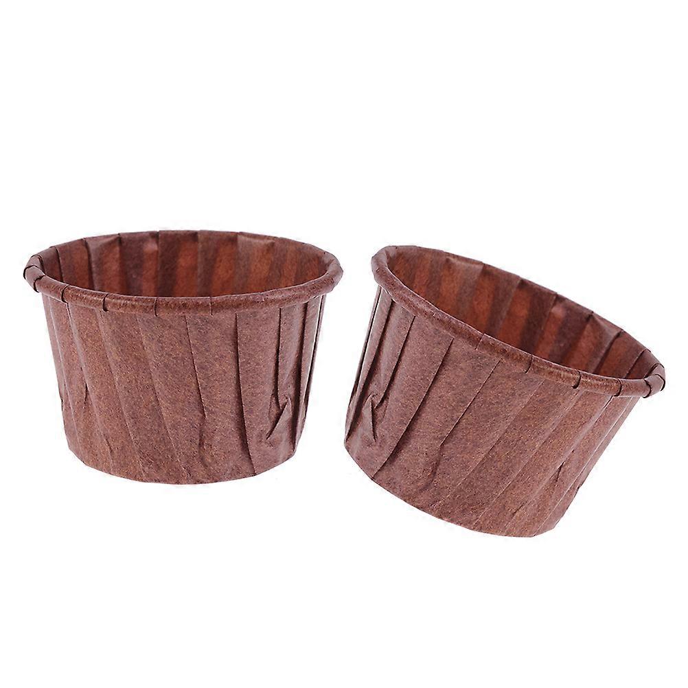 50pcs Heat Resistant Paper Cake Cups with Curling Edge, Coffee Color Muffin Liners, Greaseproof Dessert Bowls for Baking and Cake Decoration