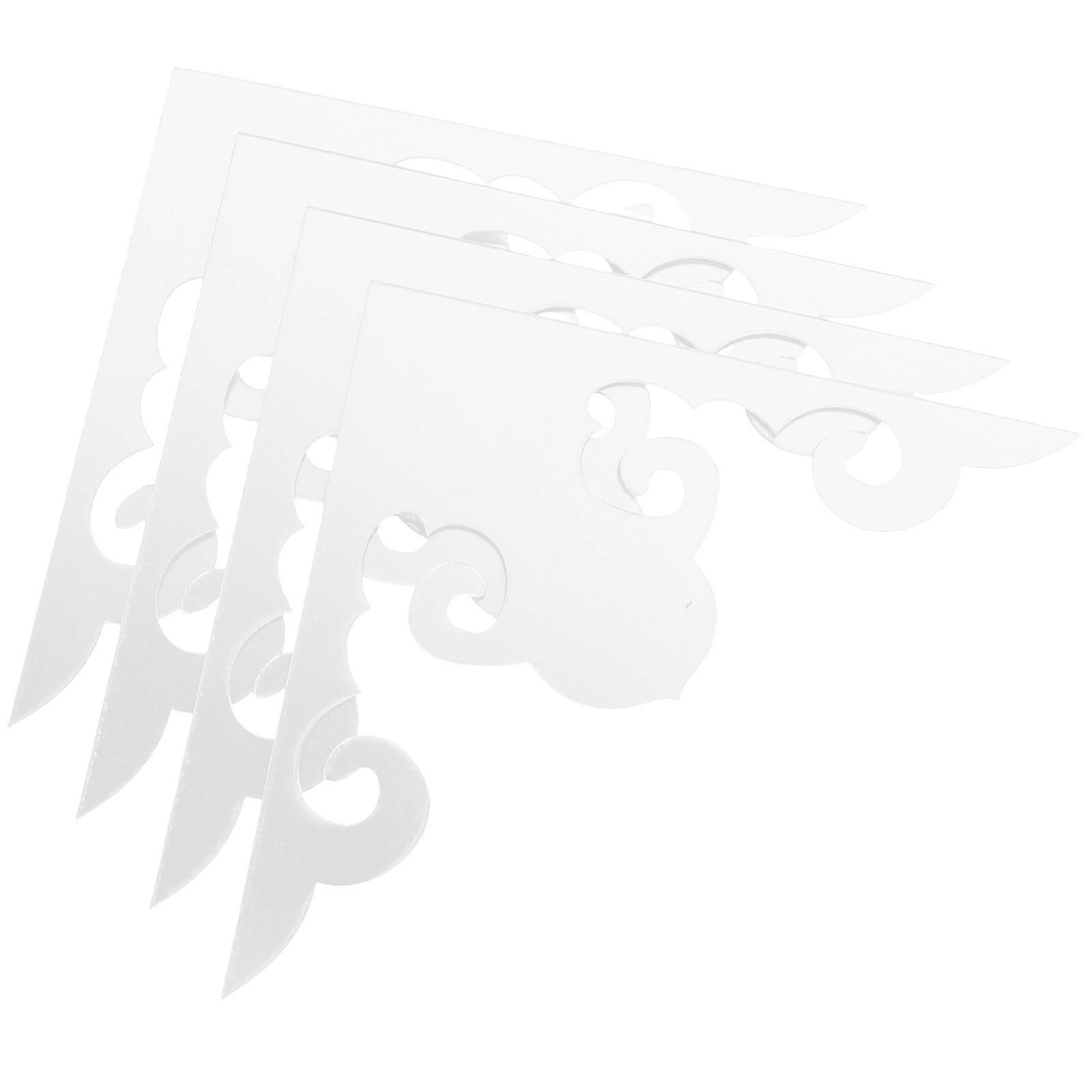 Decorative Mirror Frame Border For Wall Professional Size 10x10cm White Acrylic 4Pcs