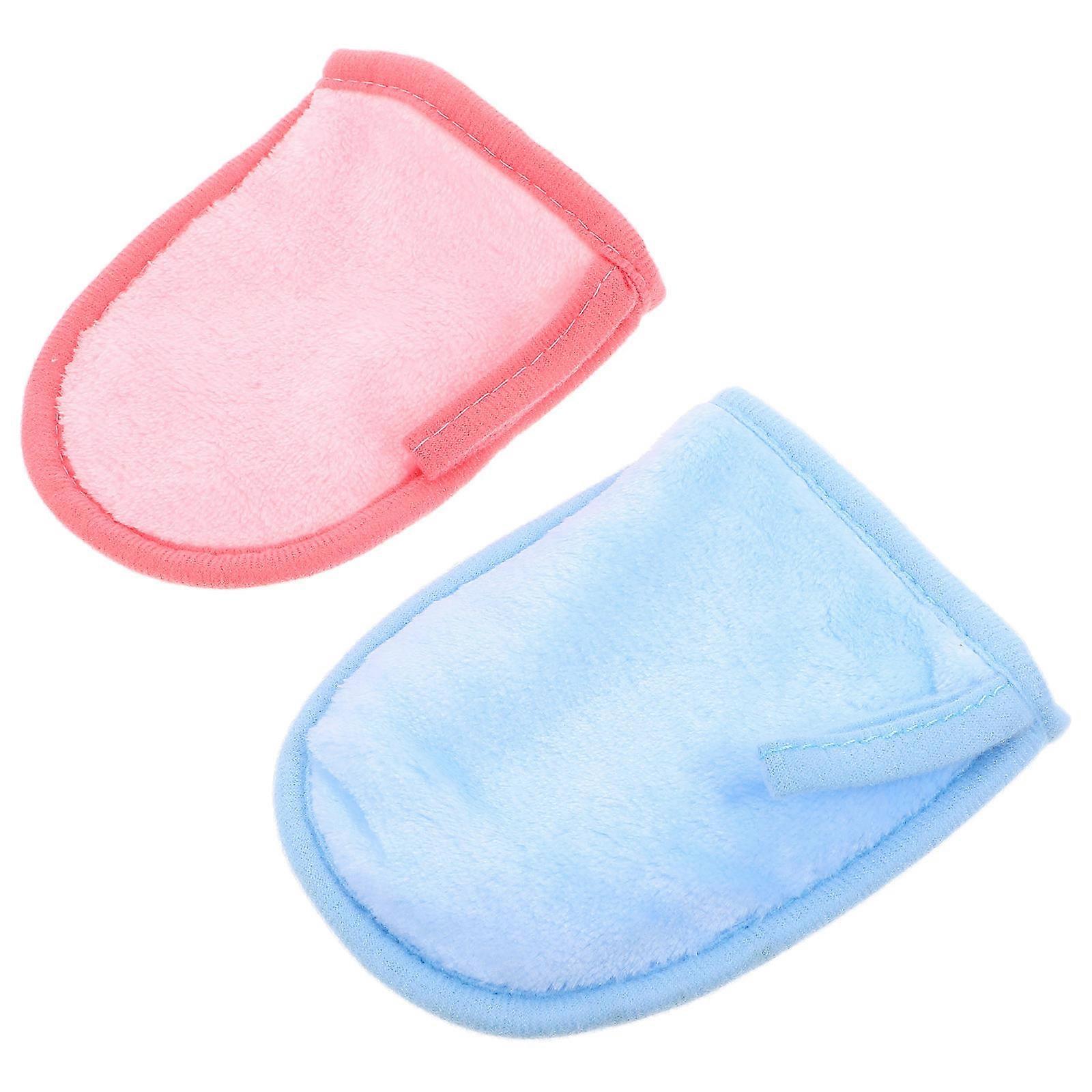 Reusable Cleaning Gloves For Makeup Removal Suitable For Outdoor Travelling Comfortable Fit 2Pcs Assorted Color
