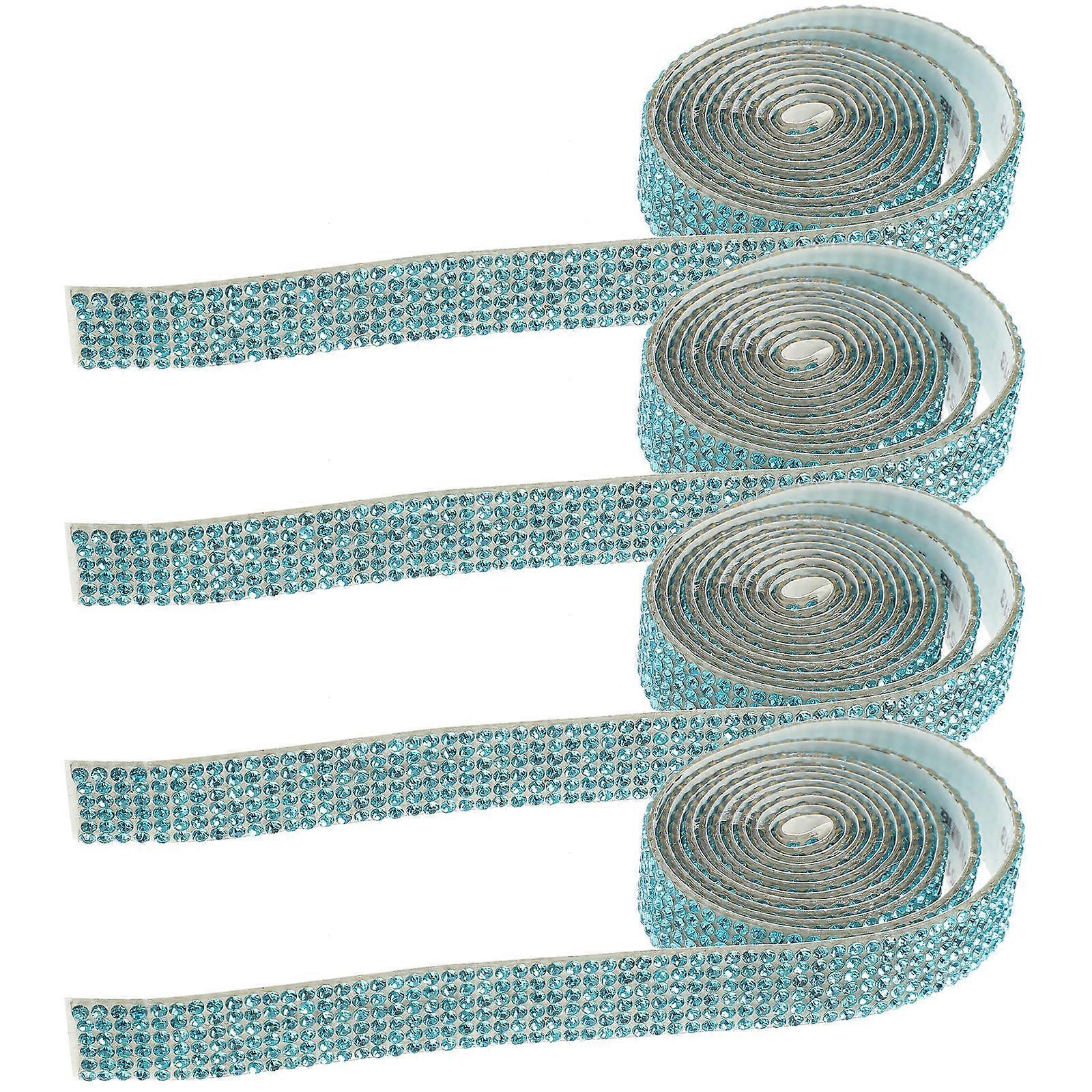 4 Rolls DIY Rhinestone Iron On Applique Patches for Dresses, Belts, Bridal Gowns Elegant Handmade Embellishments with Hot Melt Glue Backing