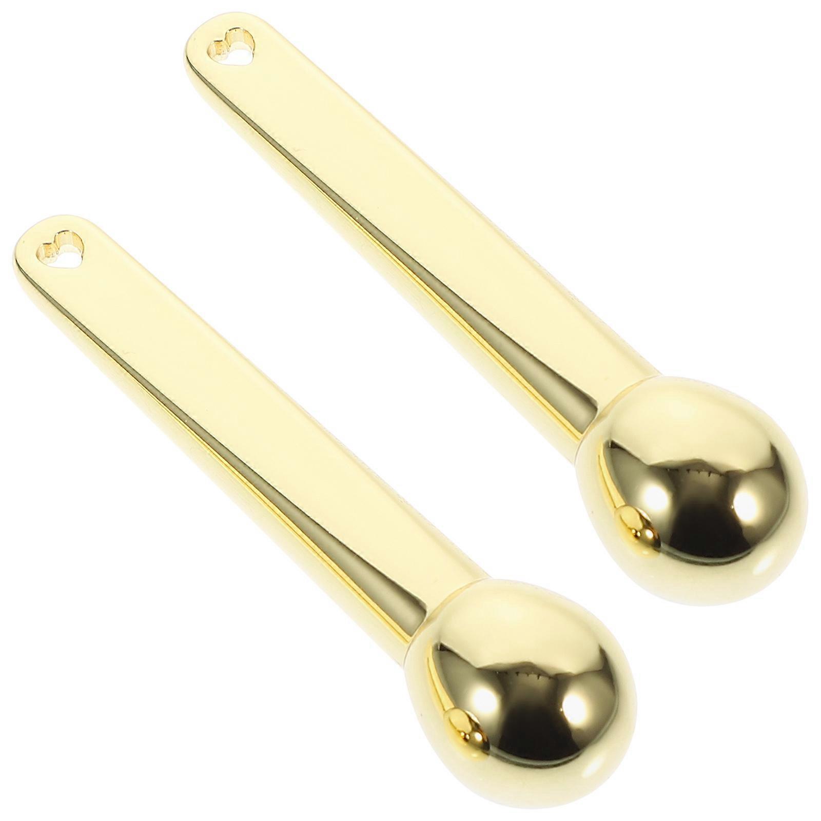 Golden Zinc Alloy Eye Cream Roller with Removable Ball for Home Use Massage and Reduce Puffiness 2Pcs
