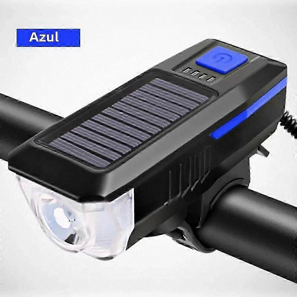 Solar-Powered LED Bike Light with Horn and Bell, 3 Modes Handlebar Headlamp for Cycling Safety