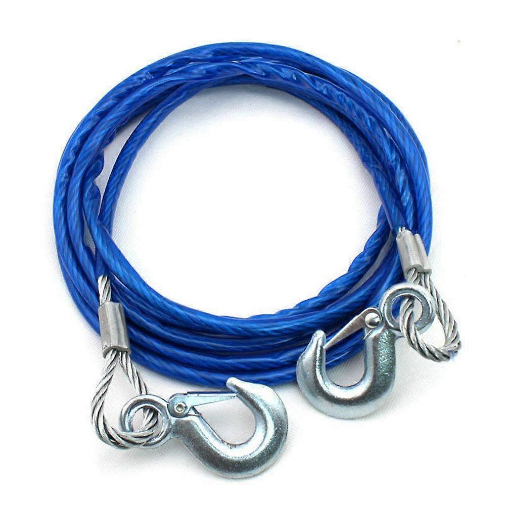 Tow Ropes 4 M X 5 Ton Heavy Duty Wire Rope With Safety Hooks For Cars Trucks SUVs