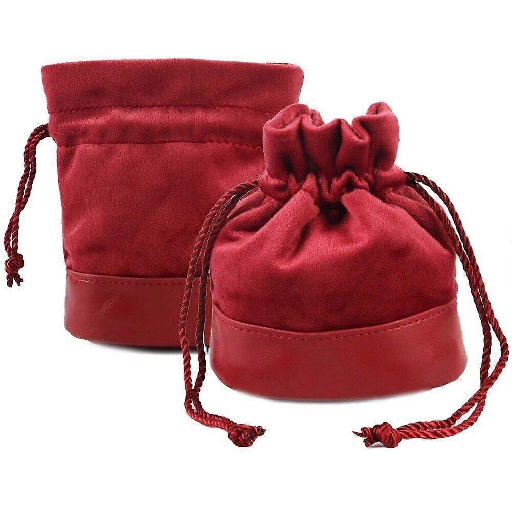 Velvet Dice Bags Pack Of 2 Drawstring Storage For RPG Dice, Coins And Board Game Accessories Red