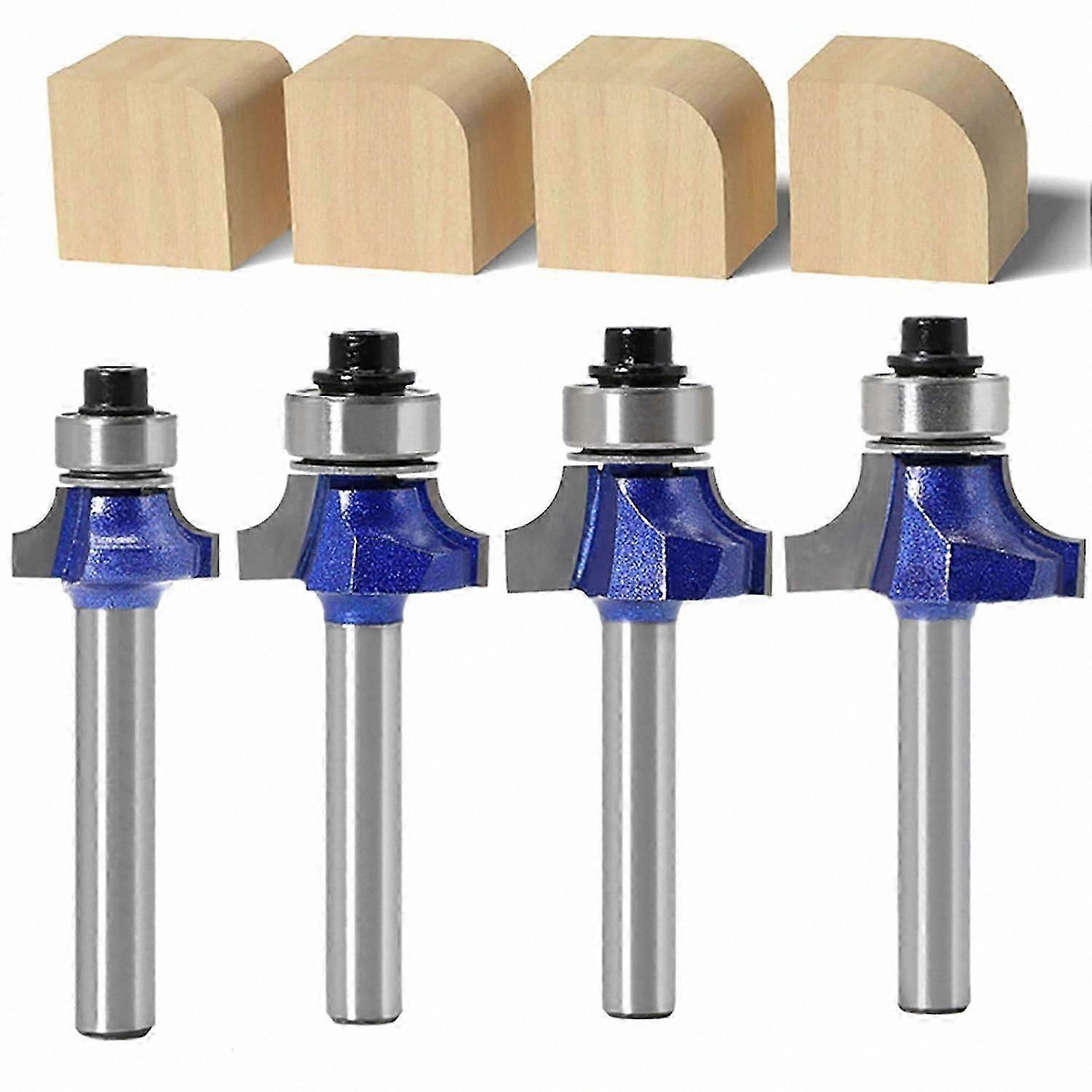 4-Pack Round Router Bits with 6mm Shank
