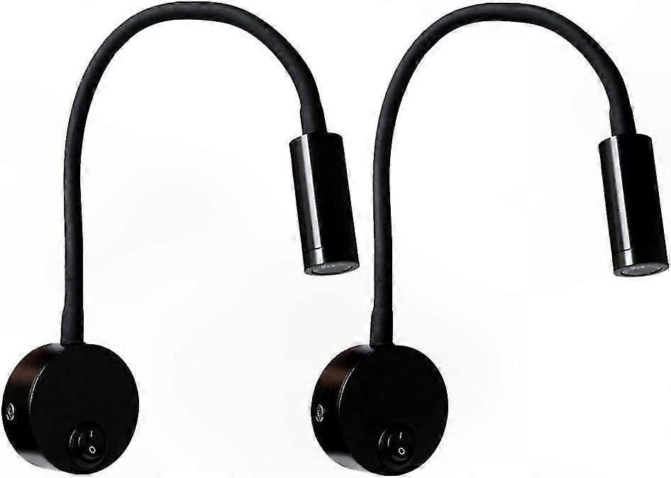 Flexible Adjustable LED Reading Lamp, 2 Pack Wall Mounted Sconce, Aluminum Bedside Light with Switch