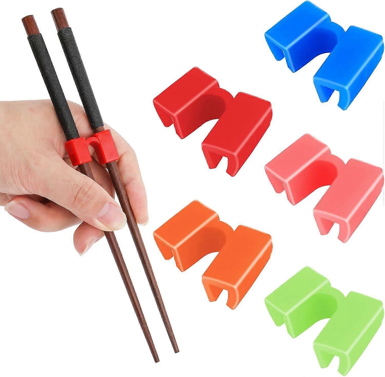 5 Pieces Reusable Chopsticks Helpers Training Chopstick Hinges Connector Practice Chinese Chopstick Helper for Adults, Kids, Beginner, Trainers (Multi