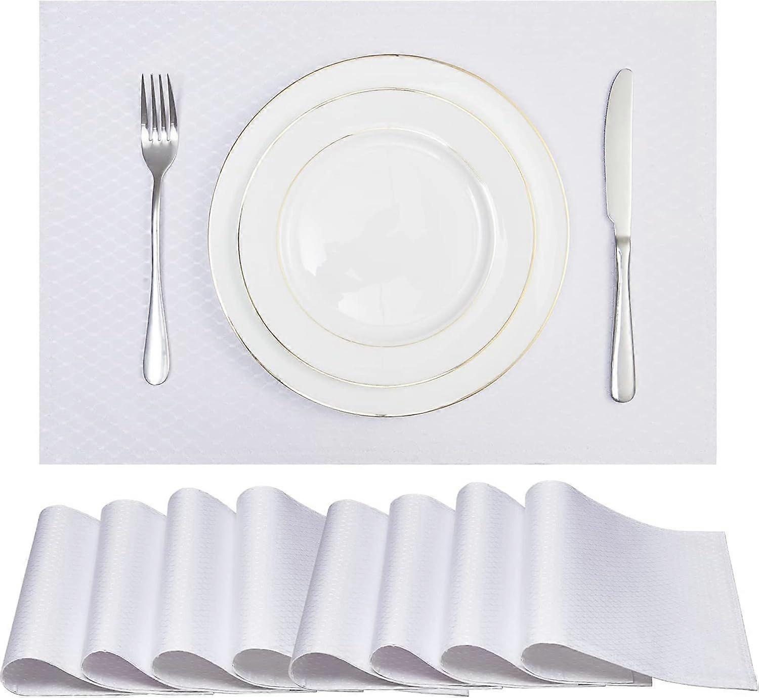 Place Mats Set of 8  Rectangle Rectangular Waterproof Fabric Polyester Cloth