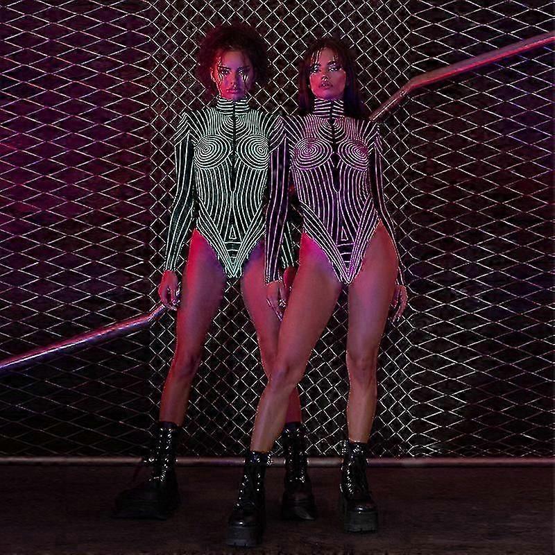 Halloween UV Light Reactive Bodysuit, Green Neon Bodysuit, UV Glow Bodysuit, Halloween Costume, Halloween Bodysuit For Women (GET IT)