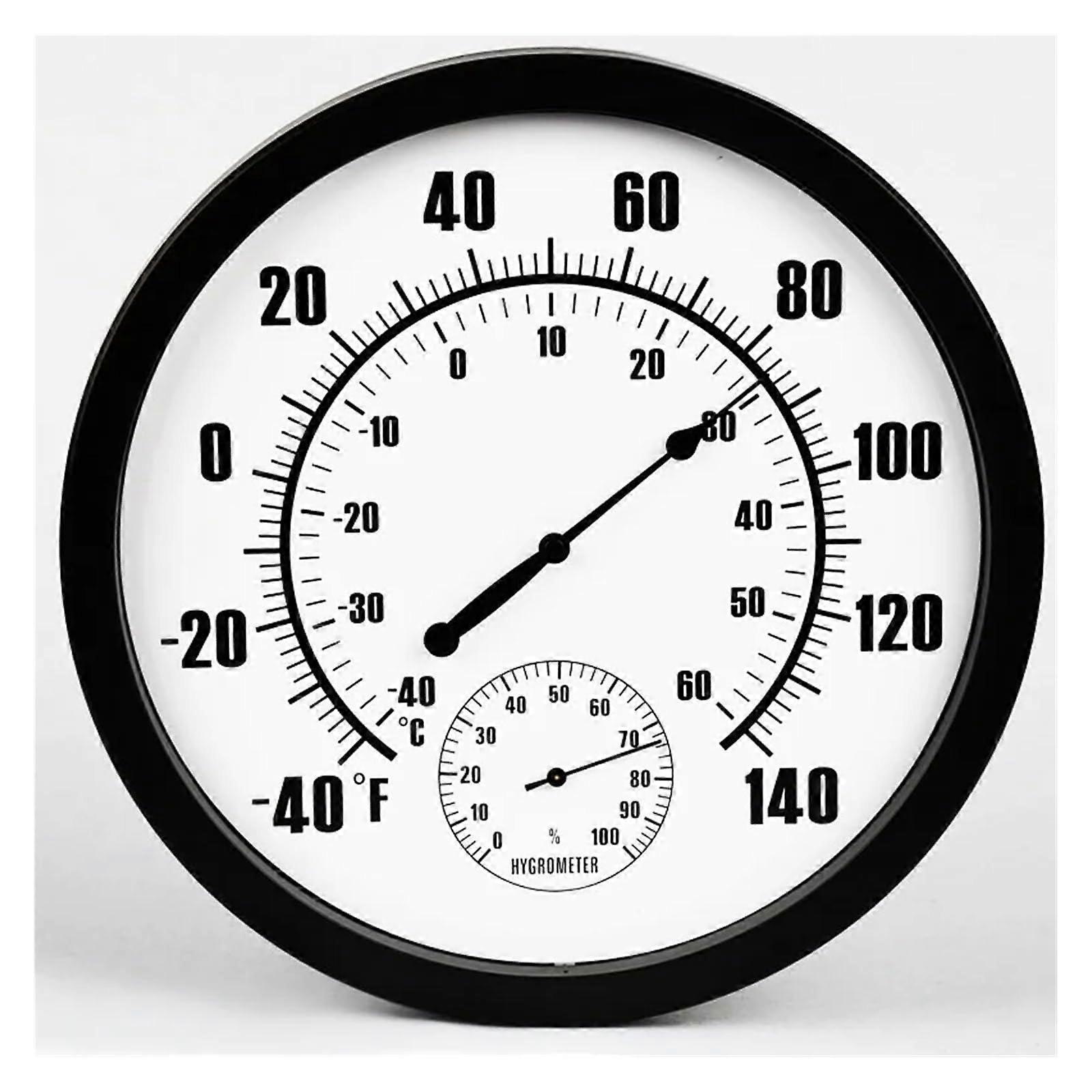 Indoor Outdoor Thermometer 10" Large Wall Thermometer Hygrometer Mechanical -40 to 60℃ No Battery Needed