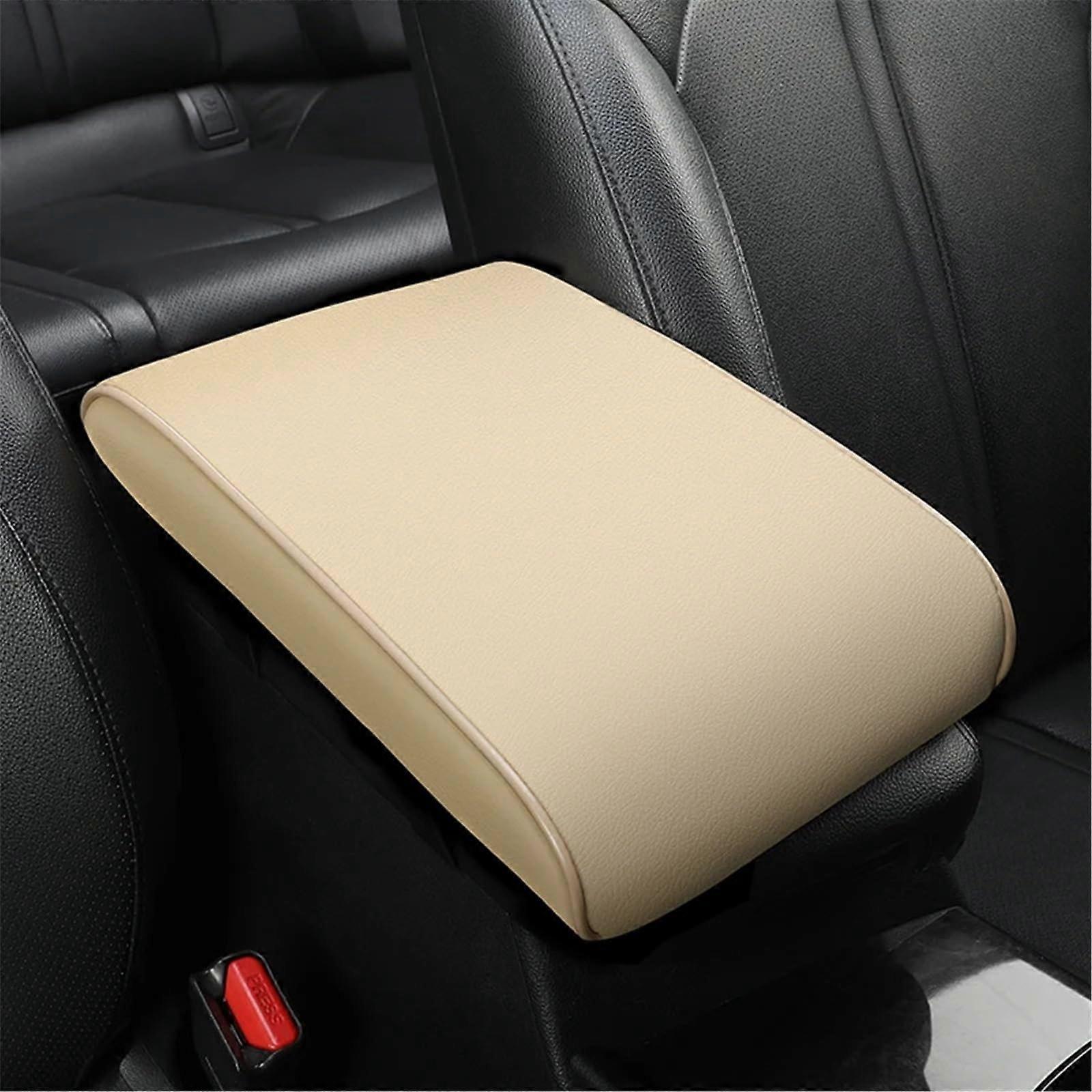 Armrest Storage Box  Center Console Heightening Comfort Armrest Pad Cover Universal Armrest Cushion For Most Cars(31cm*20cm*4.5cm)(Beige)