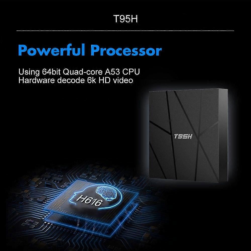 T95H Android 10.0 Smart TV Box Allwinner H616 Quad-core 64 bits 4+32 GB Reproductor multimedia 6K Pantalla LCD
