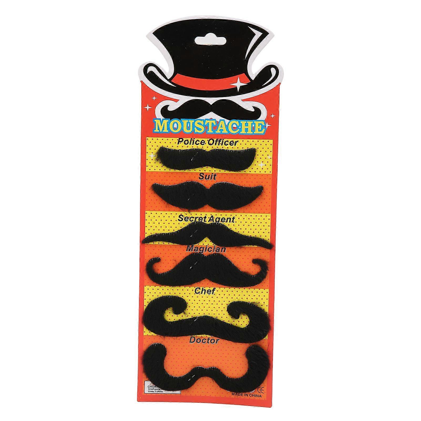 6pcs Fake Black Mustache Festive Performance Cosplay Artificial Beard for Halloween Party