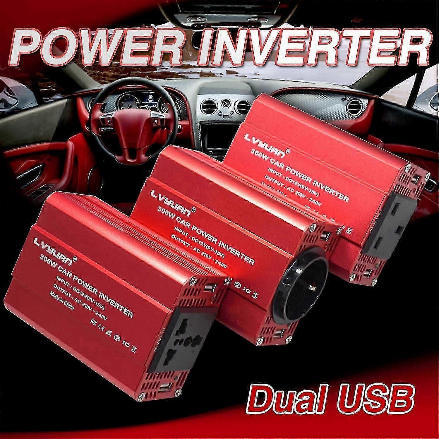 DC 12V To AC 220V 300W EU/Universal Light Weight Portable Dual USB ...