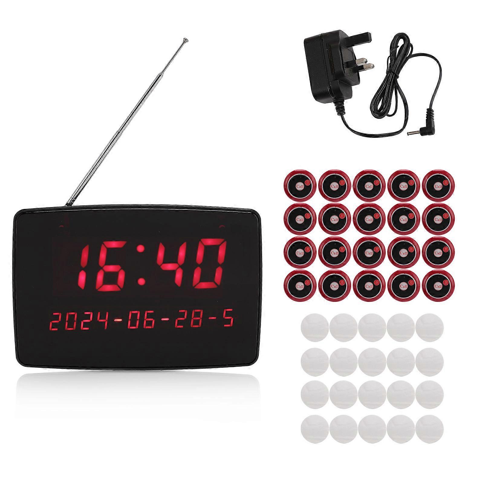 Restaurant Calling IPX4 Waterproof 20 Button Transmitter and 1 Digital Display Receiver Wireless Pager System