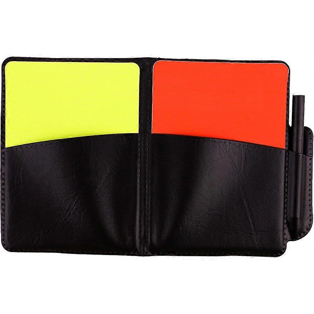Referee Card Set Leather Soccer Referee Record Book With Fluorescent Red And Yellow Cards Pencil Wallet Paper Style1