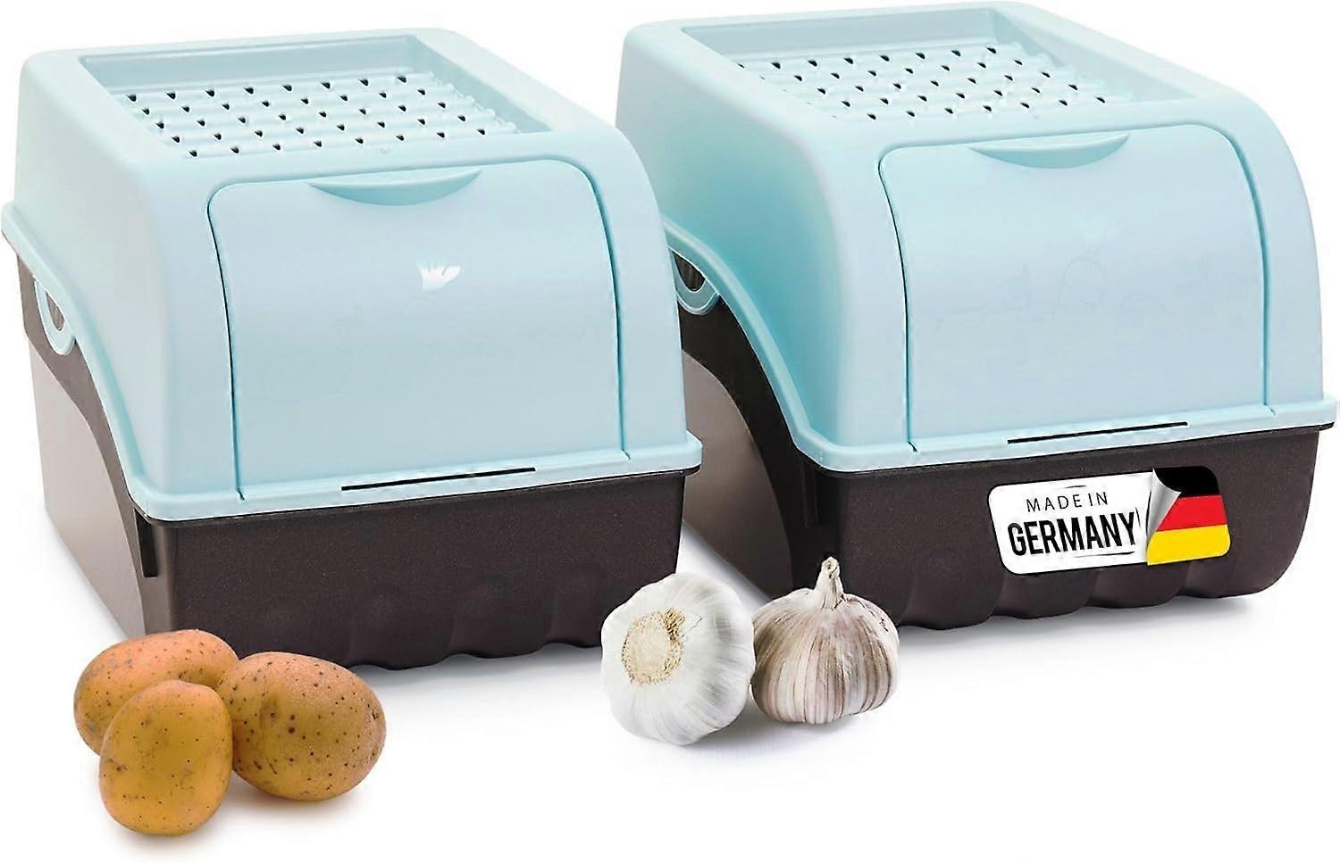 Kartoffel Aufbewahrungsbox | 2X mitel 5L | TÜRKIS | Kartoffelbox | Gemüsebox stapelbar Zwiebelbox Kartoffelkorb Obstbehälter Kartoffelkiste Zwiebel Au