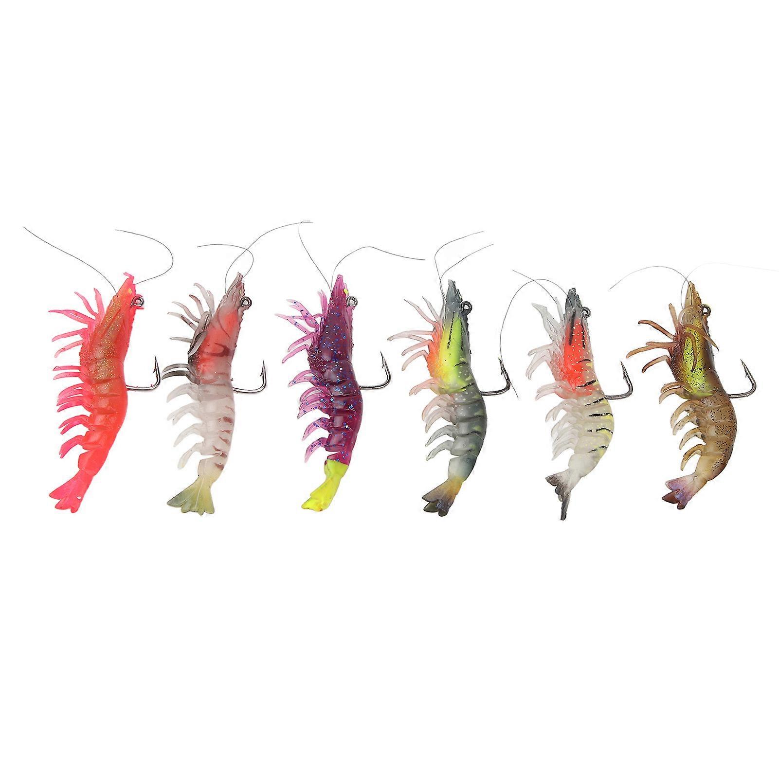 Soft Shrimp Luminous Bait 9cm 90g 6 Colors Sharp Hook Night Fish