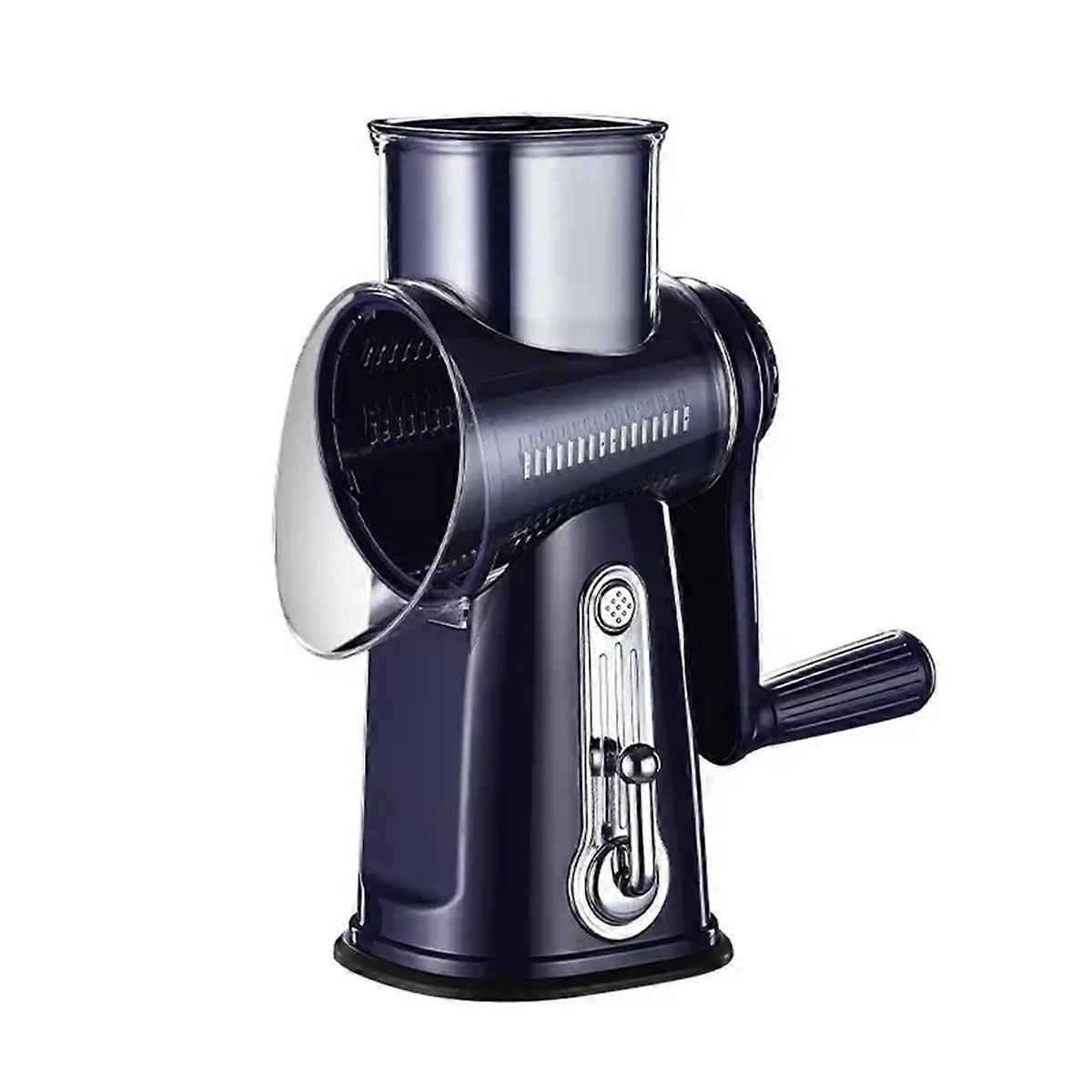 Rotary Cheese Grater Shredder Round Mandolin with Handle and 5 Drum Blades Kitchen Manual Vegetable Nuts Grinder
