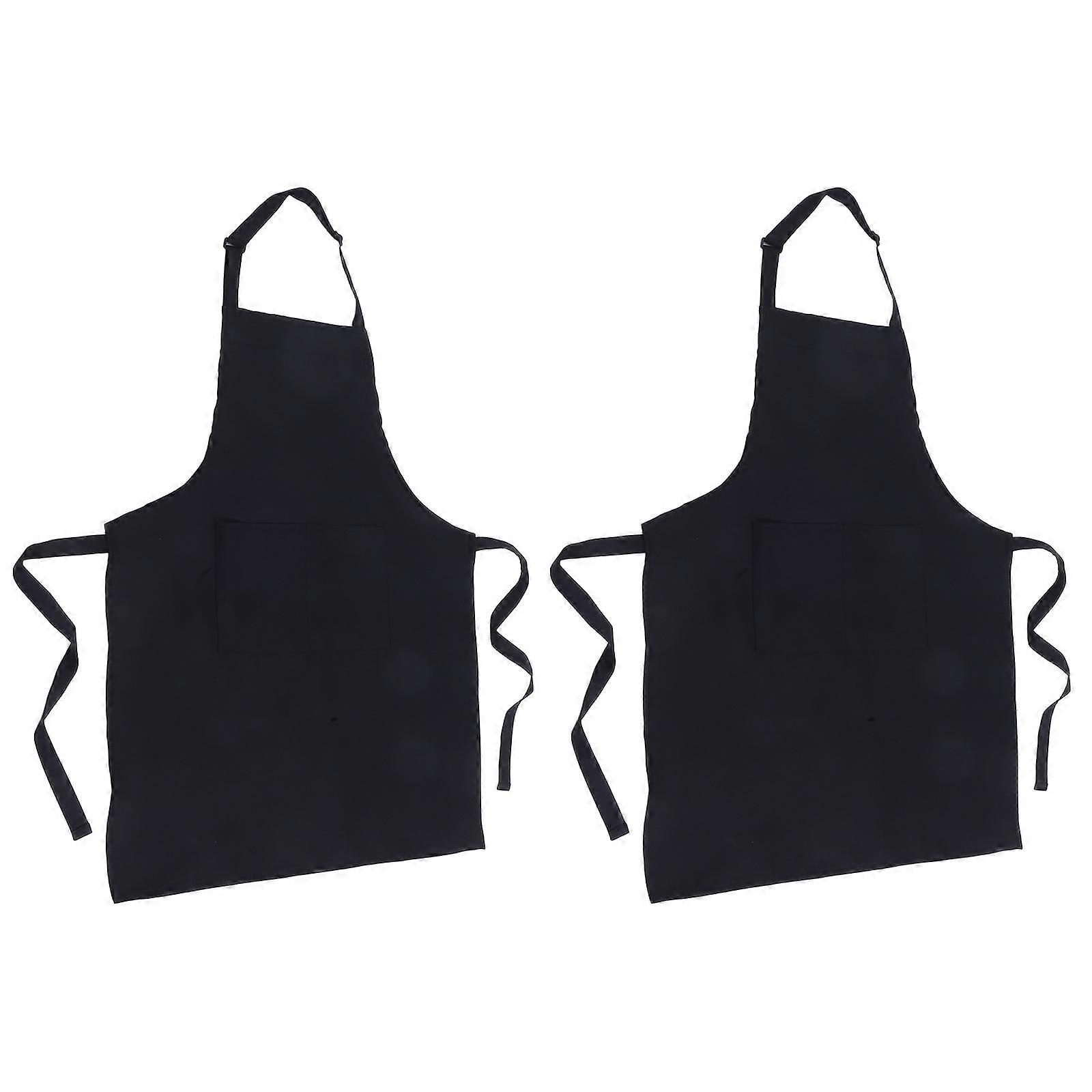 Oilproof Chef Apron for Cooking Extended Coverage Multipurpose Work Server Apron Unisex Adjustable Sleeveless Black 31.5×25.6×0.1in 2Pcs