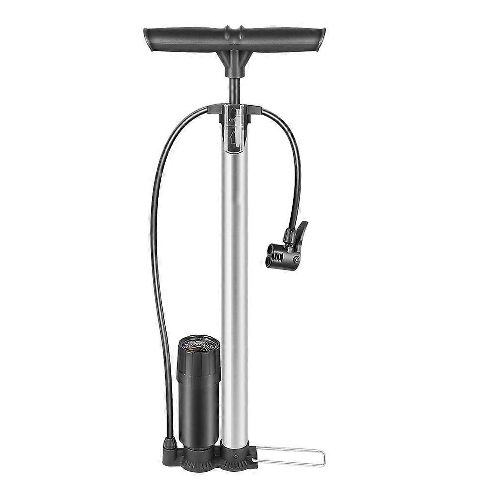 Bike Inflator Device With Pressure Gauge For Cyclists Sports Ball Inflation Silver Stainless Steel Design 1Set