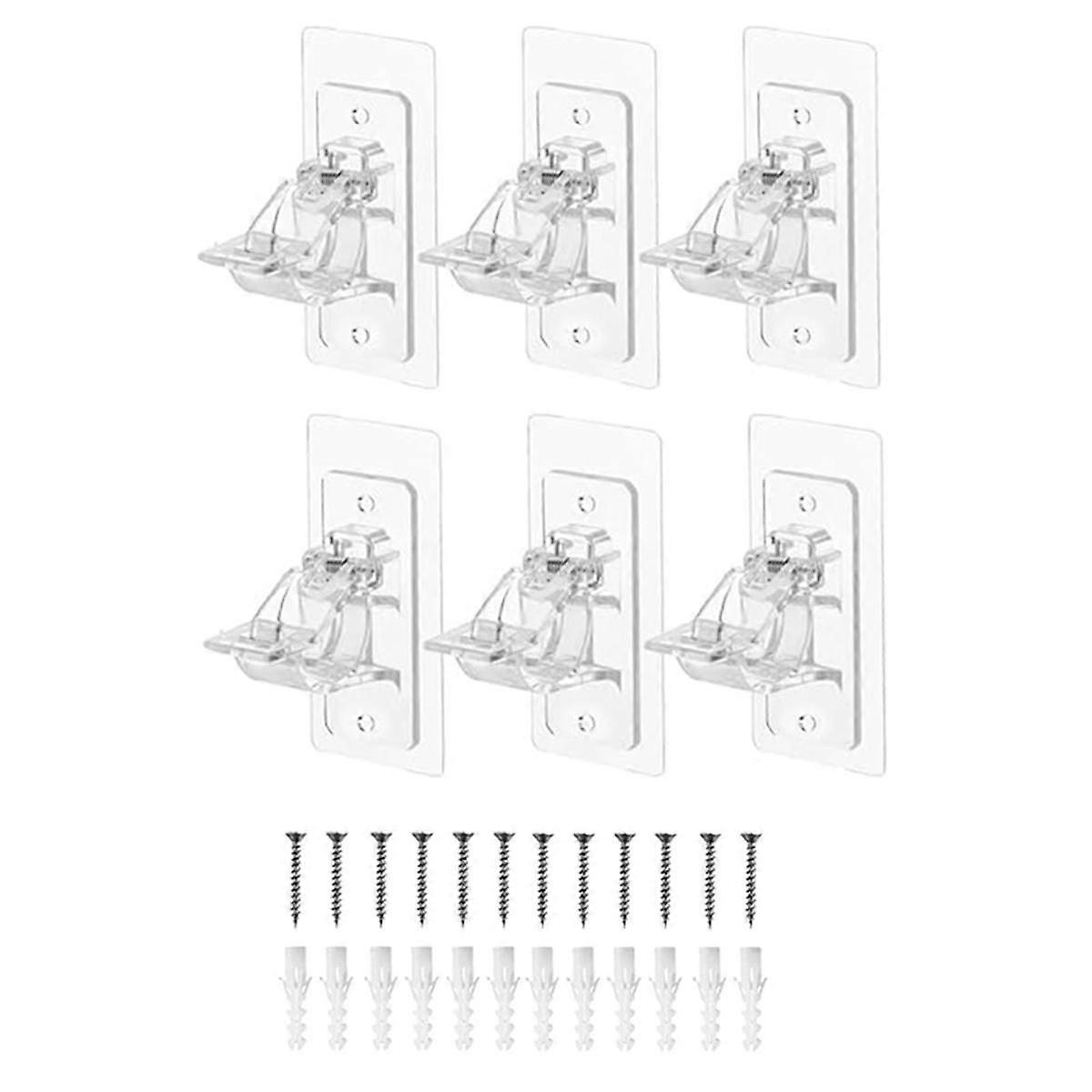 6Pcs No Drill Needed Curtain Rod Holders Brackets, Self Adhesive Rod Holder Hooks, Nail Free Stick