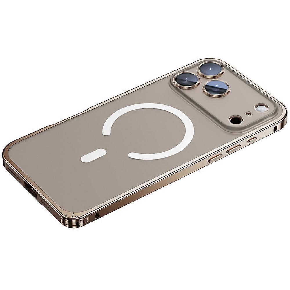Compatible For iPhone 17 Pro Max Metal Clear Case Compatible with MagSafe Safety Lock Back Cover