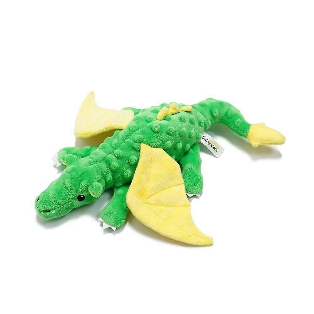 Colorful Plush Dragon Dog Toy Dinosaur Squeaky With Crinkle Paper, Reinforced Stitching For All Sizes Green
