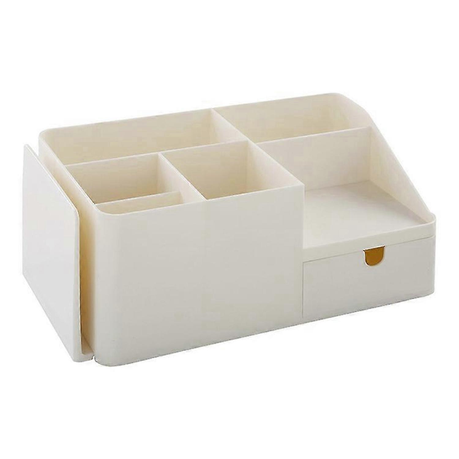 Beige Cosmetic Box Mask Large-Capacity Desktop Finishing Storage Box