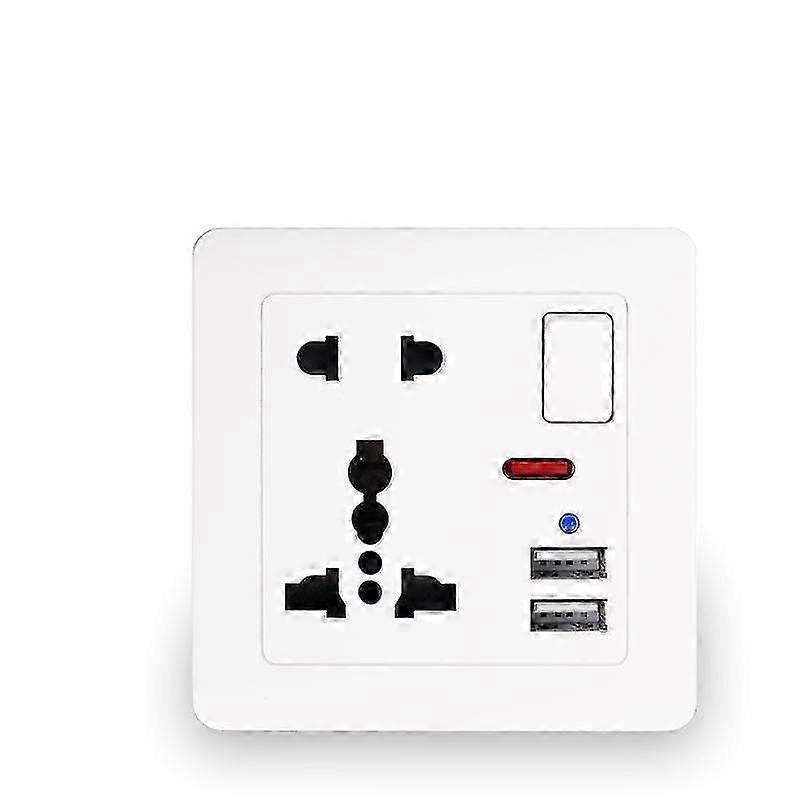 EU Standard Usb Socket Gray Embedded Panel 2.1A Dual USB Port AC 110-250V Wall Power Socket Universal 5 Hole Outlet