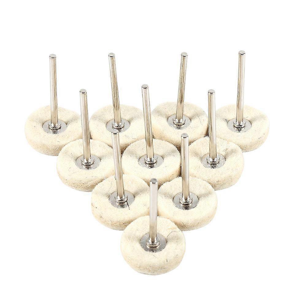 10PCS 25MM Wool Felt Polishing Buffing Drill Grinder Wheel Brushes With Handle For Rotary Tool