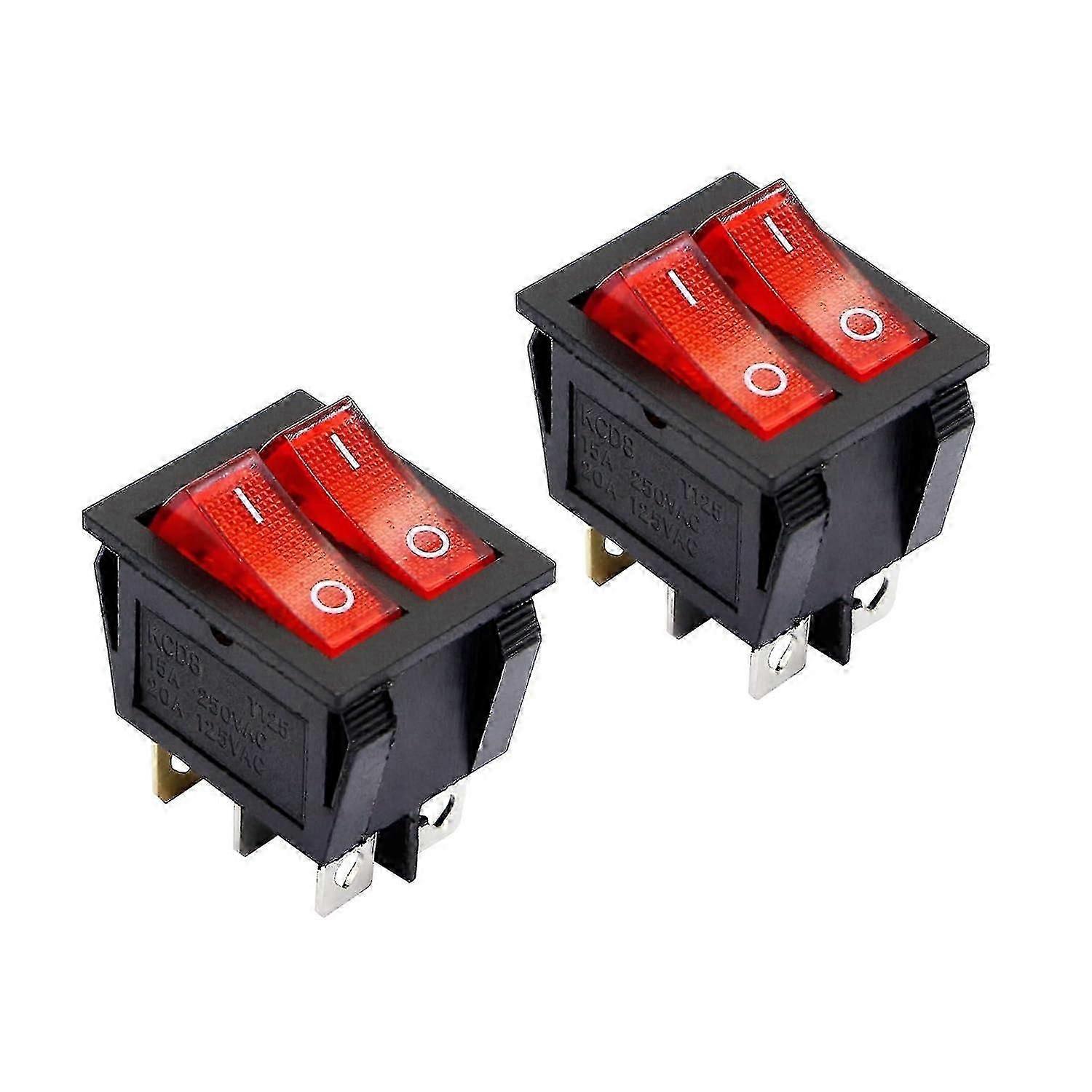 Double Rocker Switch Kcd8 15a 250vac 2 Pack