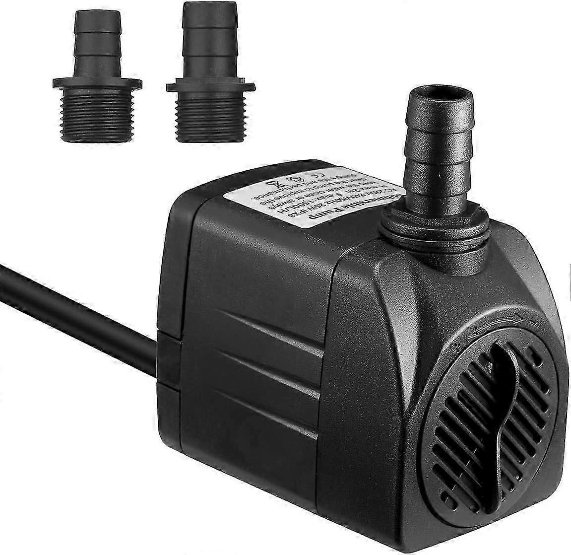 Pompe à eau submersible 1500L/H, pompe d’aquarium ultra silencieuse de 25 W avec combustion à sec de 48 heures, pompe de fontaine avec cordon d’alimentation de 5 pieds et 2 buses, pompe à eau pour un