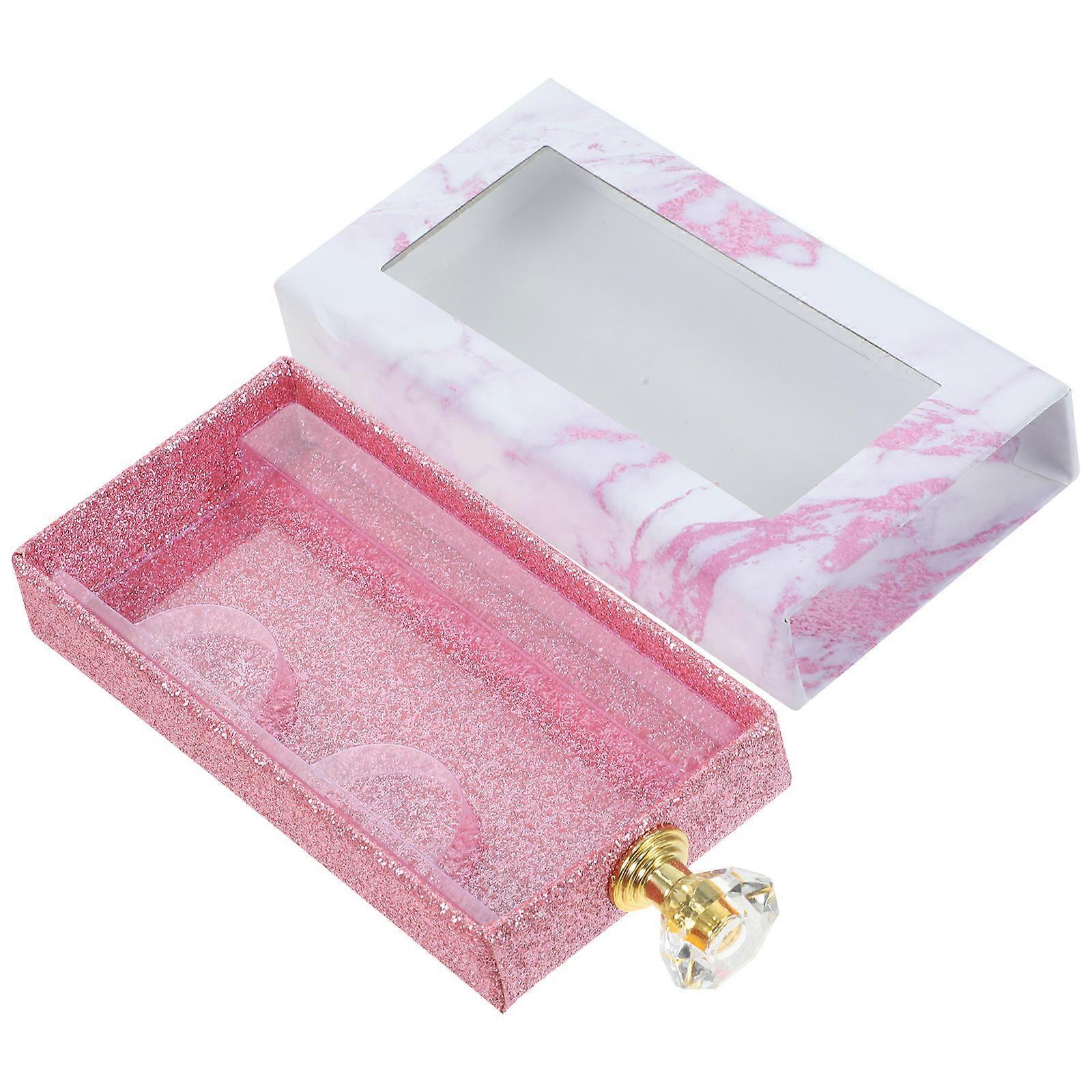Long Rectangle Fake Eyelash Storage Box with Handle for Organized Use