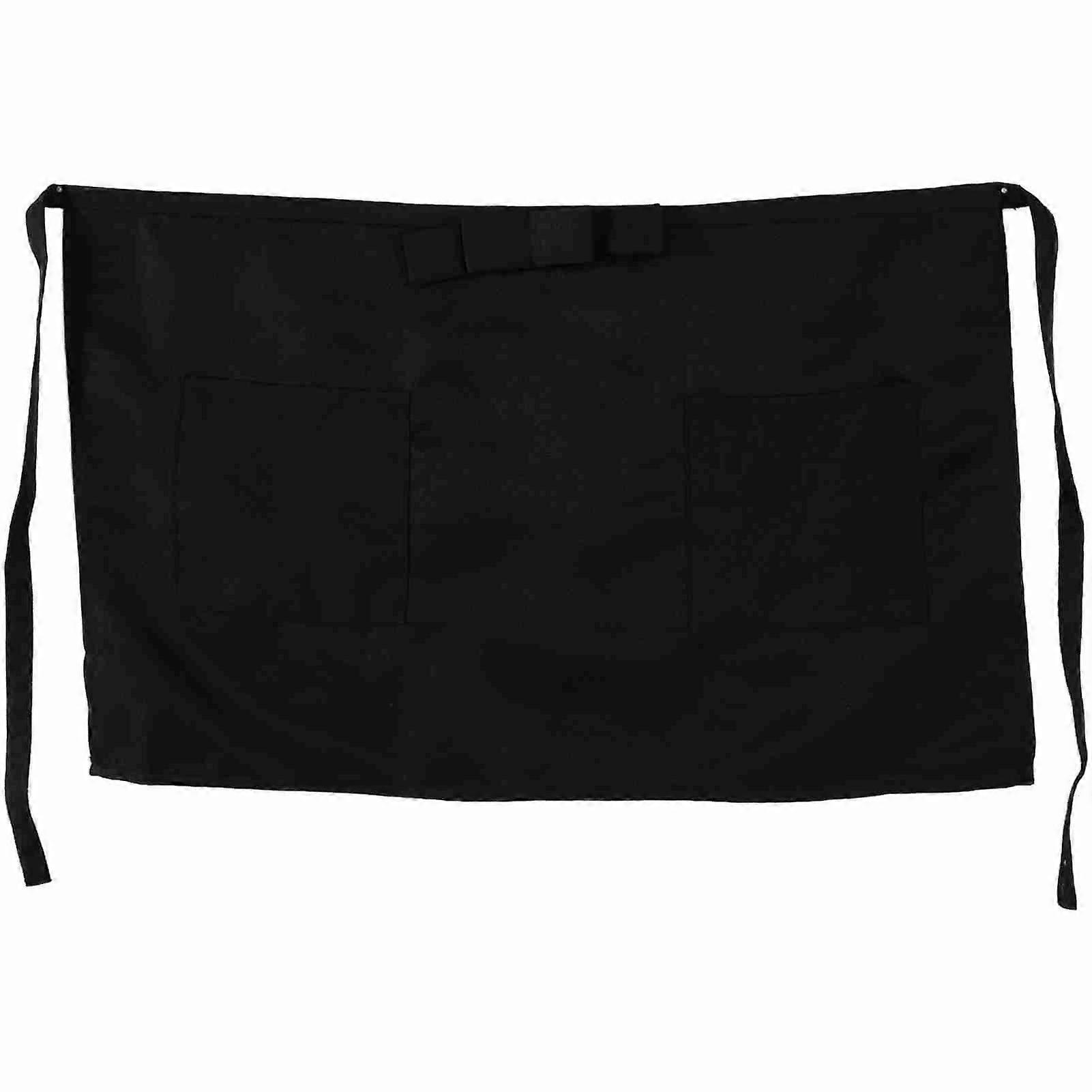 Unisex Short Solid Color Apron Kitchen Cooking Pub Cafe Waiter Waitress Black