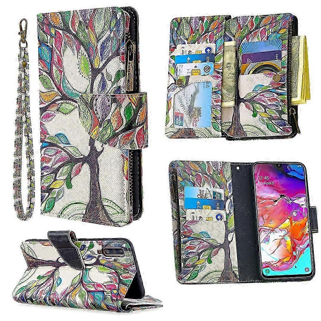 For Samsung Galaxy A70 Colored Drawing Pattern Zipper Horizontal Flip Leather Case with Holder &amp; Card Slots &amp; Wallet